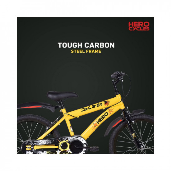 Hero Blast 20T Kids Cycle with mudguards | Yellow | Easy Self assembly | Hero Cycle for age 7 to 10 years boys and girls | Frame : 12 Inches