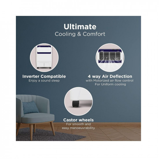 Hindware Smart Appliances Cruzo 17L Personal Air Cooler in Summer with exclusive Insect and Dust free Filter Technology, with Ice Chamber & Honeycomb Pad, Inverter Compatible (Black & White)