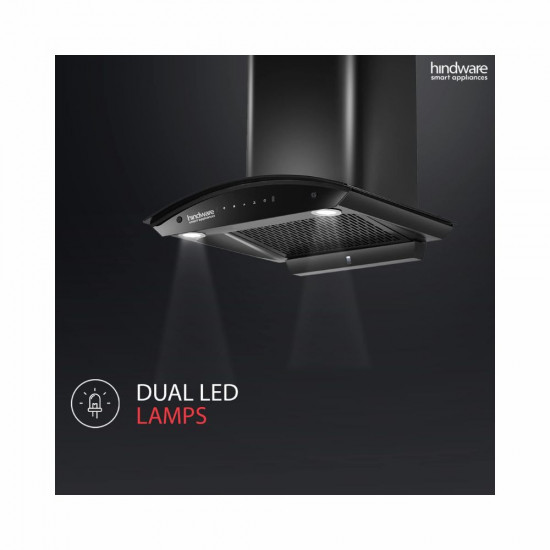 Hindware Smart Appliances Nadia IN 60 cm 1350 m?? hr Stylish Filterless Auto Clean Kitchen Chimney With Metallic Oil Collector