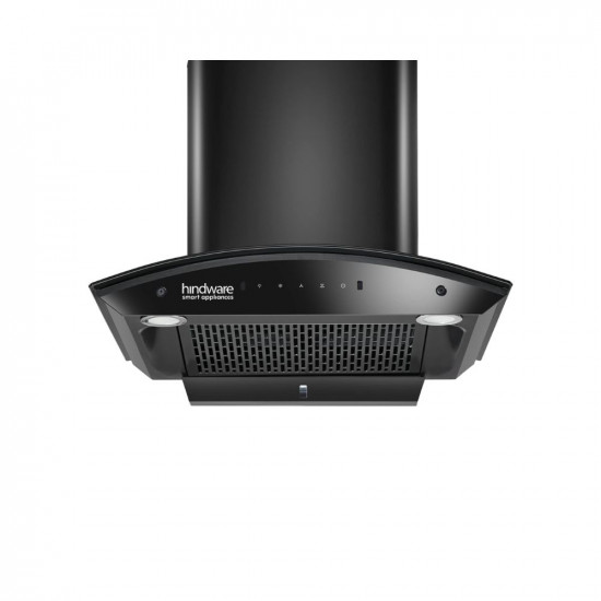 Hindware Smart Appliances Nadia IN 60 cm 1350 m³/hr Stylish Filterless Auto-Clean Kitchen Chimney With Metallic Oil Collector, Motion Sensor & Touch Control For Easy Operation (Curved Glass, Black)