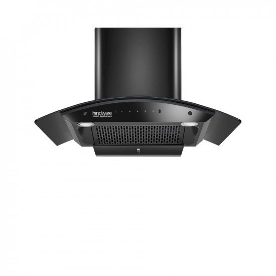 Hindware Smart Appliances Nadia IN 90 cm 1350 m³/hr Stylish Filterless Auto-Clean Kitchen Chimney With Metallic Oil Collector, Motion Sensor & Touch Control For Easy Operation (Curved Glass, Black)