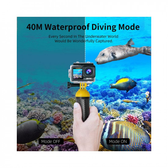 HINISO 5K Action Camera 24M Touchscreen WiFi Waterproof Camera with Dual Screen, EIS, IMX386 Sensor, Remote Control, 131 Feet Underwater Camera with External Mic & 3 Battery (AT-S81TR)