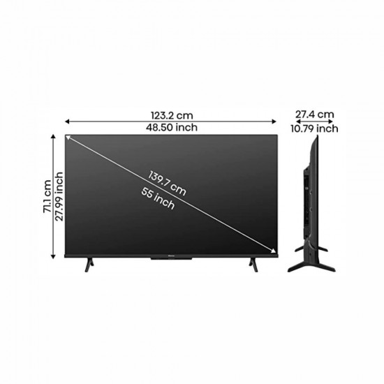 Hisense 139 cm 55 inches Bezelless Series 4K Ultra HD Smart LED Google TV 55A6H Black