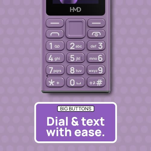 HMD 105 Keypad Phone with Built-in UPI App Phone Talker Long-Lasting Battery Wireless FM Radio  Purple