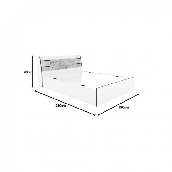 @home by Nilkamal Marbito Bed with Headboard & Box Storage (White) | 1 Year Warranty (Engineered Wood, Melamine Finish) (King, Marbito with Storage)