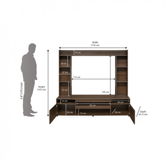 @home by Nilkamal Walton TV Unit with Shelving Storage | Engineered Wood | 1 Year Warranty (Walton)