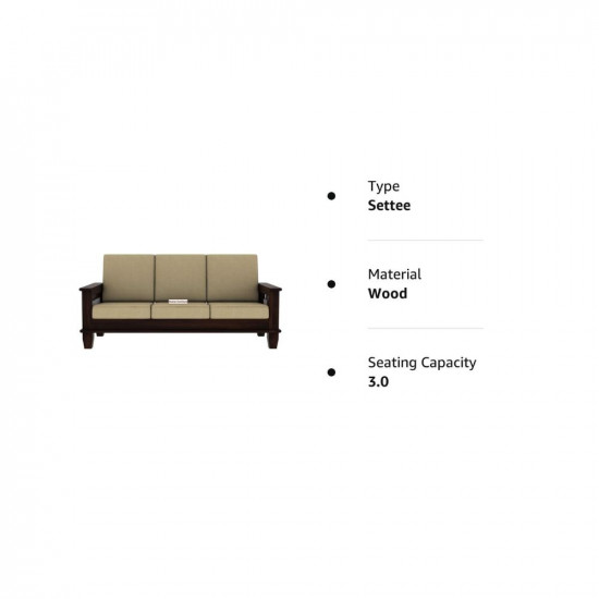 Home furniture Wooden Sofa Set for Living Room and Office 3 Three Seater (D2 Walnut Finish)