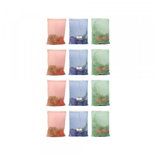 HomeStrap Set of 12 Reusable Double Layer Mesh Fridge (Multicolor)