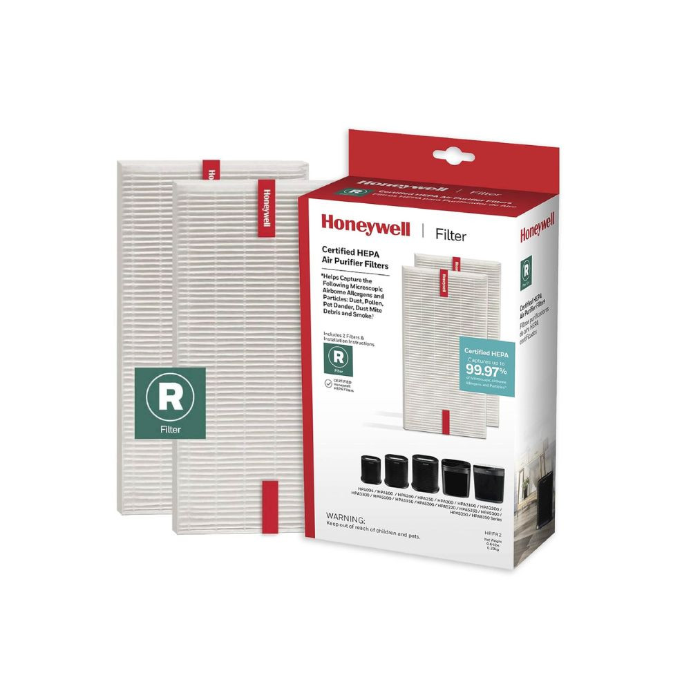 Honeywell HEPA Air Purifier Filter R 2-Pack for HPA 100200300 and 5000 Series - Airborne Allergen Air Filter Targets WildfireSmoke Pollen Pet Dander and Dust