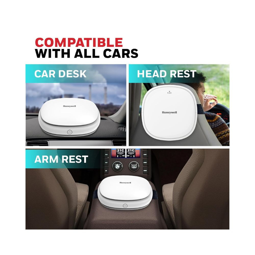 Honeywell Move Pure3 Car Air Purifier,Hepa filter& Formaldehyde which removes 99.9% PM0.1 particles, pollutants,allergies,dust & smoke,CADR upto24 m³/h with 3xUSB ports,2 Years Manufacturer Warranty