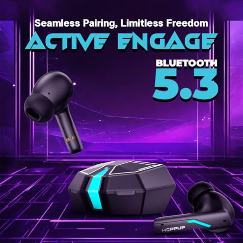HOPPUP Xo6 Gaming Earbuds with 35MS Low Latency RGB LED 13MM Drivers  50H Playtime Bluetooth Coal Black True Wireless
