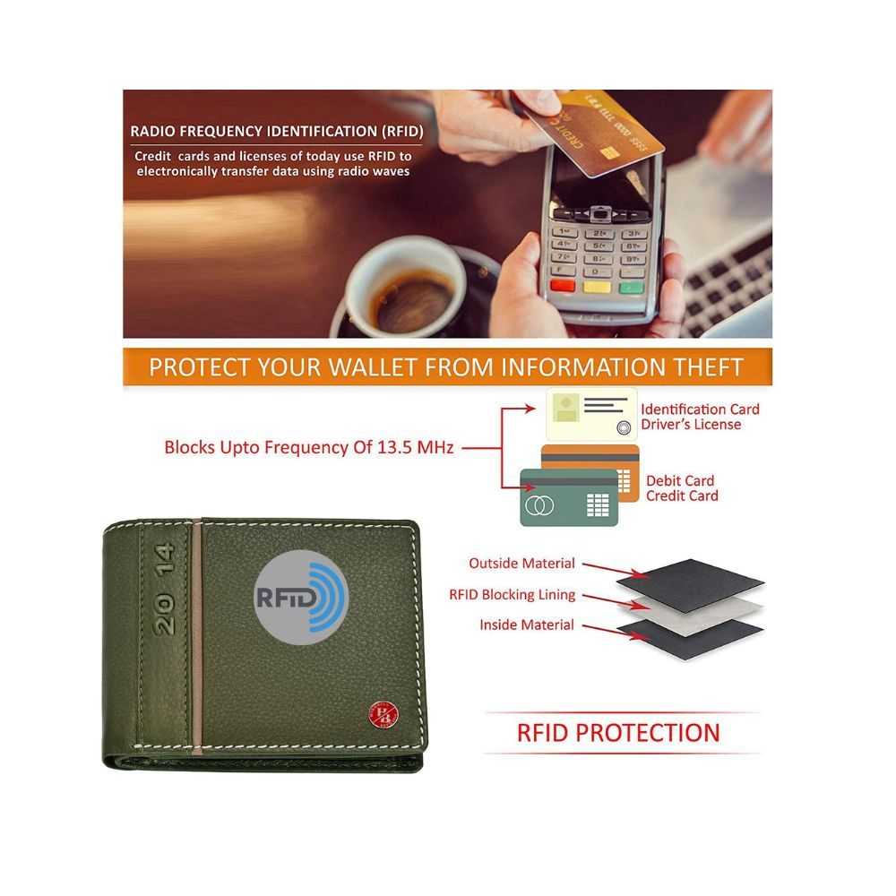HORNBULL Austin Green RFID Blocking Leather Wallet for Men