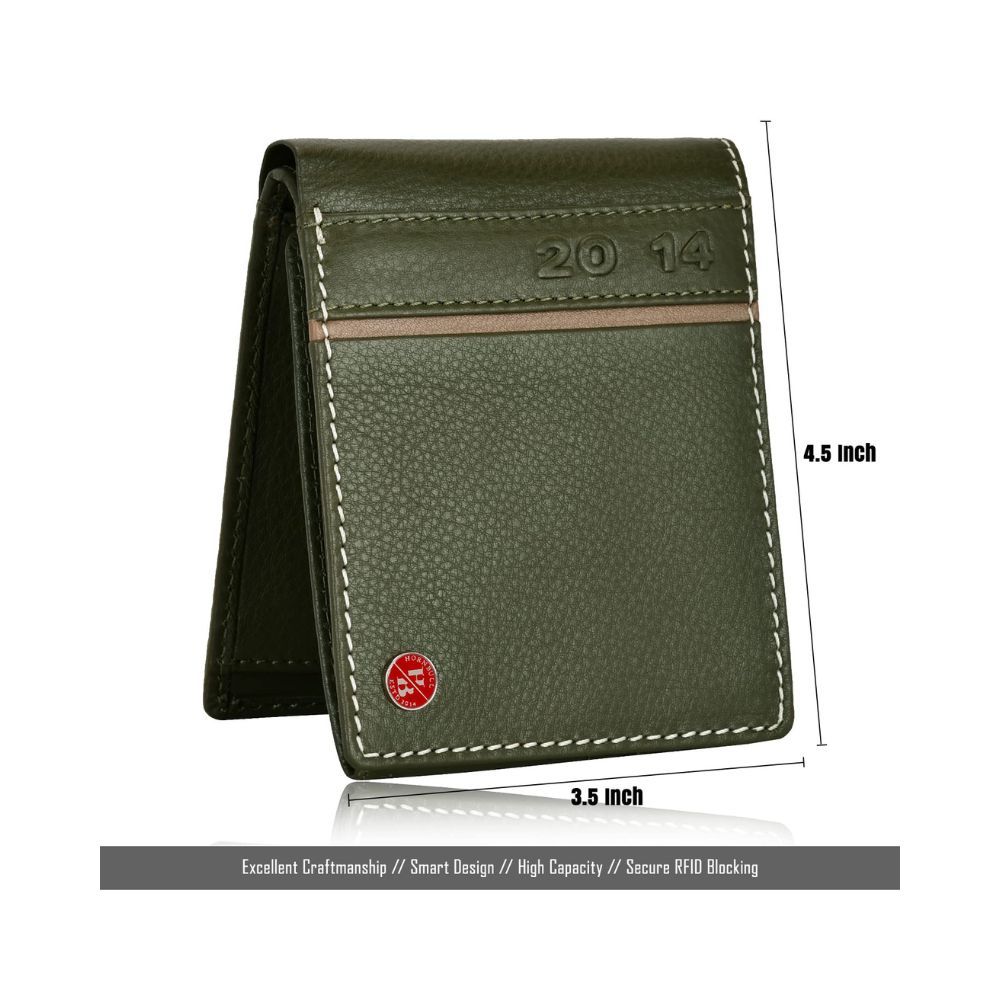 HORNBULL Austin Green RFID Blocking Leather Wallet for Men