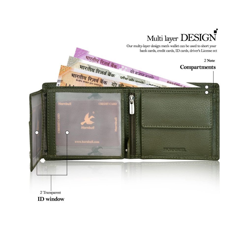 HORNBULL Austin Green RFID Blocking Leather Wallet for Men
