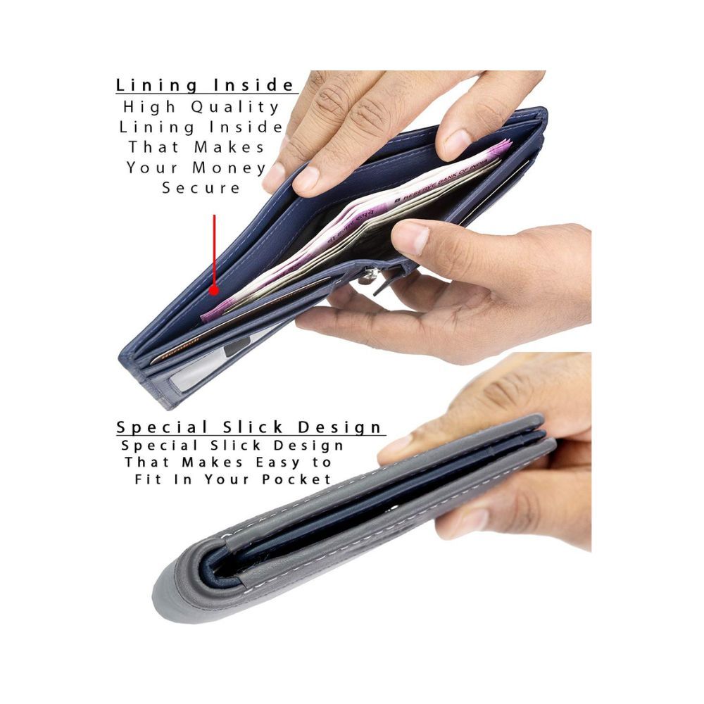 Hornbull Buttler Navy RFID Blocking Leather Wallet for Men