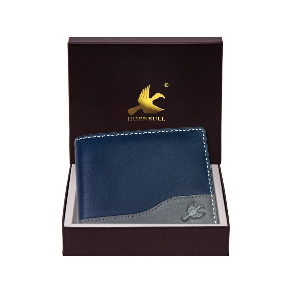Hornbull Buttler Navy RFID Blocking Leather Wallet for Men