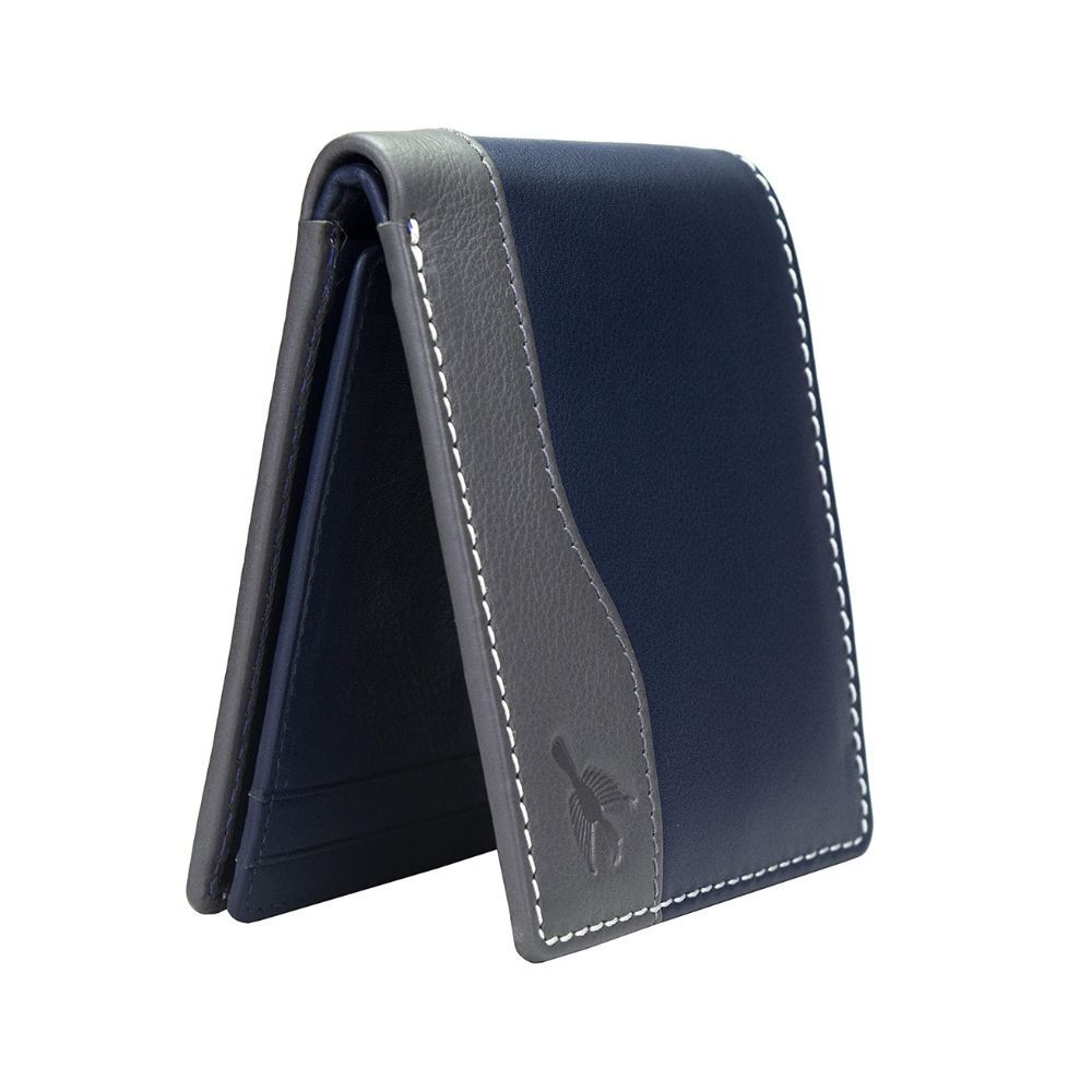 Hornbull Buttler Navy RFID Blocking Leather Wallet for Men