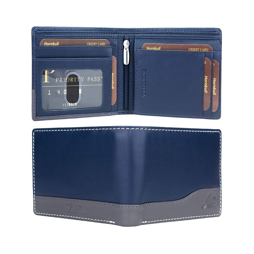 Hornbull Buttler Navy RFID Blocking Leather Wallet for Men