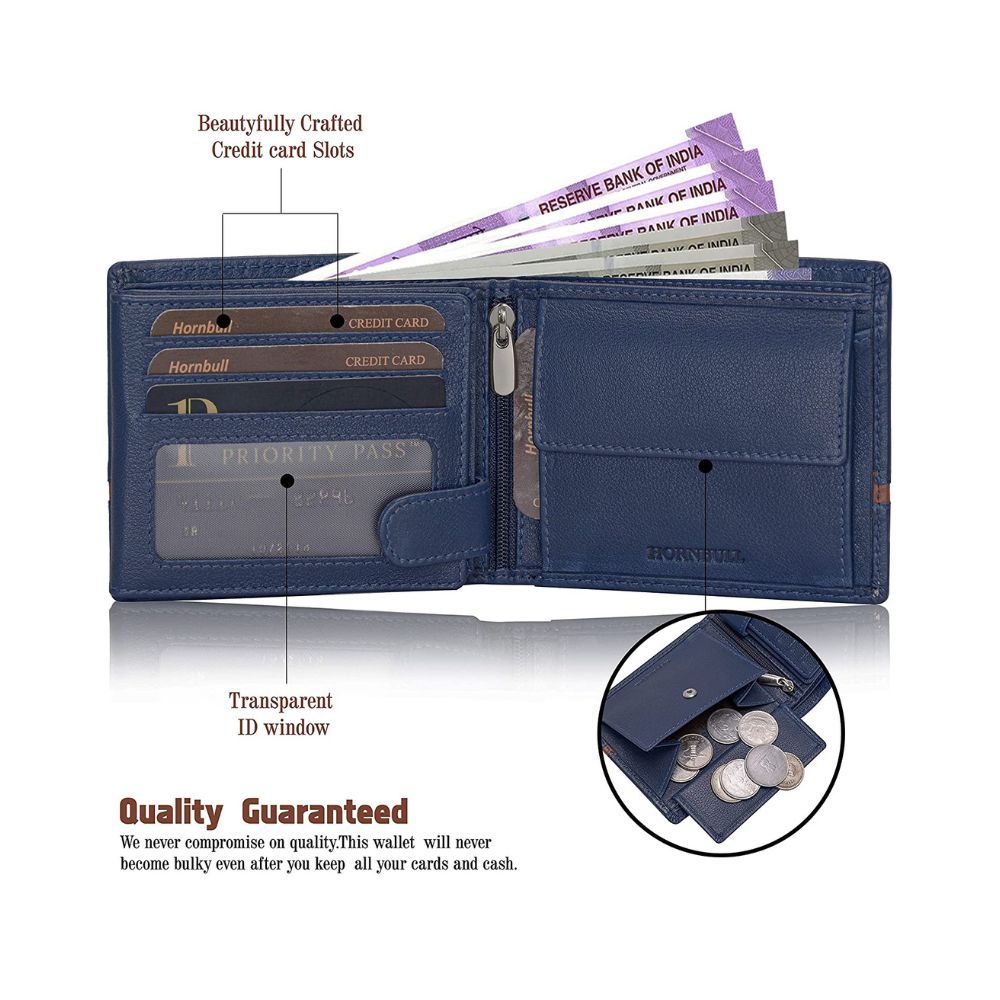 HORNBULL Denial Navy Leather Wallet for Men