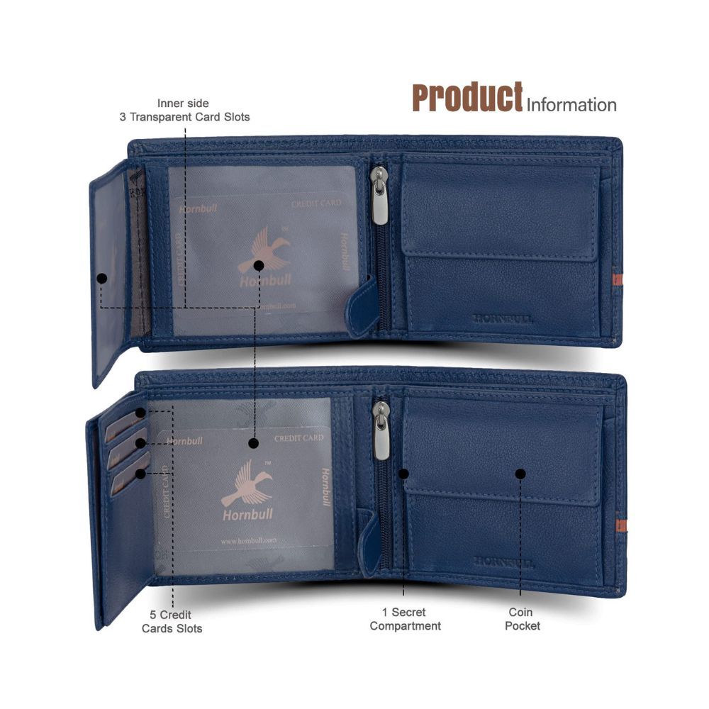 HORNBULL Denial Navy Leather Wallet for Men