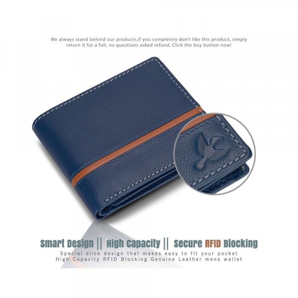 HORNBULL Denial Navy Leather Wallet for Men