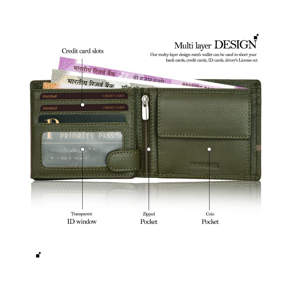 HORNBULL Denial Olive Leather Wallet for Men