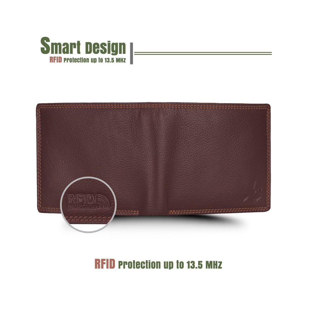 Hornbull Men's Stella Brown Genuine Leather RFID Blocking Wallet