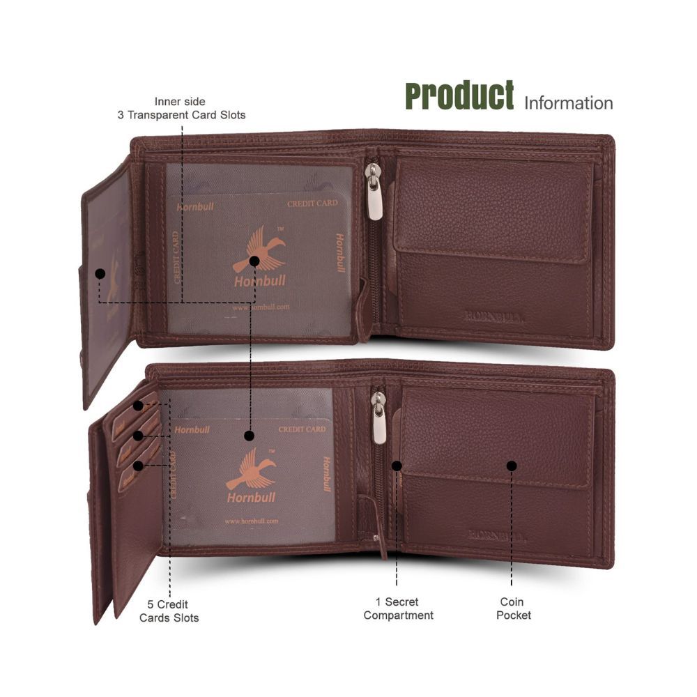 Hornbull Men's Stella Brown Genuine Leather RFID Blocking Wallet