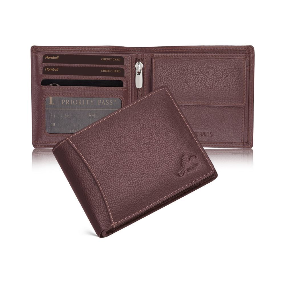 HORNBULL Themes Brown RFID Blocking Leather Wallet for Men