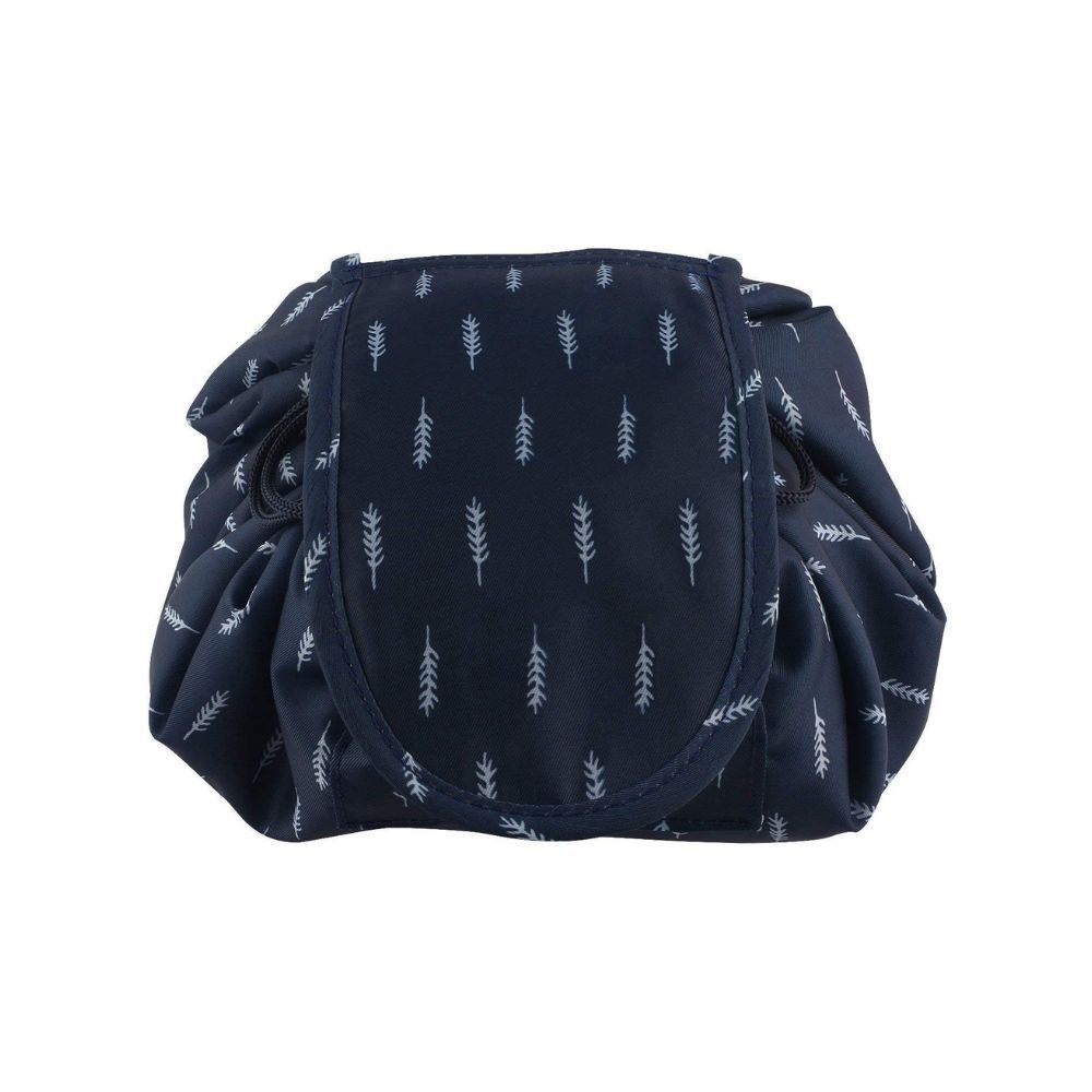 House of Quirk Leaf 10 Cms Cosmetic Pouch (L_DREAMTRAVEL_DBLU_LEAF_Dark Blue Leaf)