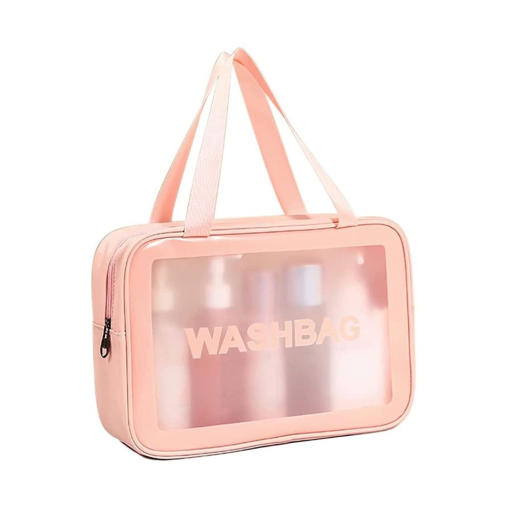 House of Quirk Plaid 21 Cms Cosmetic Pouch (M_WASHBAG_L_PIN_Pink)
