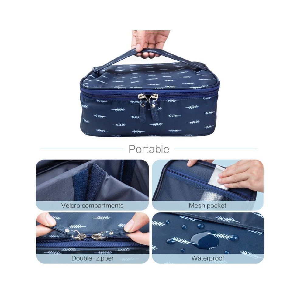 House of Quirk Portable Storage Bag Cosmetics Make up Brushes Toiletry Bag with Adjustable Compartments
