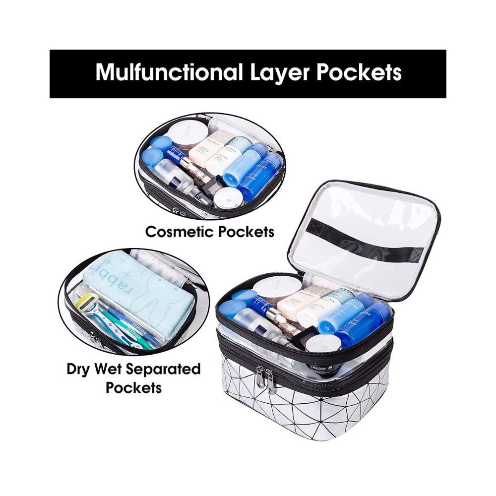 House of Quirk Printed 16 Cms Cosmetic Pouch (M_DD_MU_SIL_Silver Diamond)