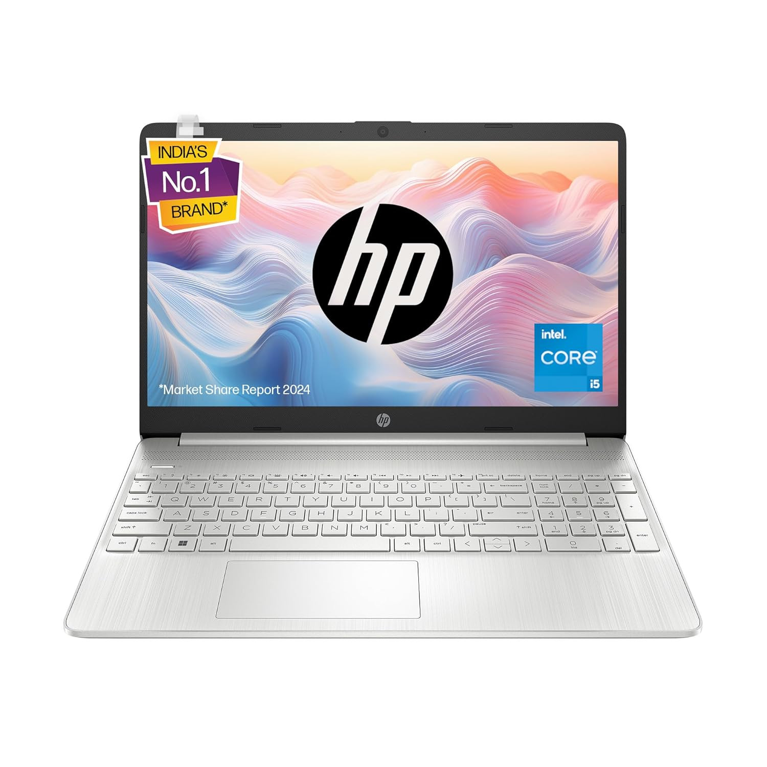 HP 15s Core i5 12th Gen 8GB RAM512GB SSDFHD156 396 cmWindows 11MS OfficeBacklit KeyboardSilver169 kg fq5329TU Laptop