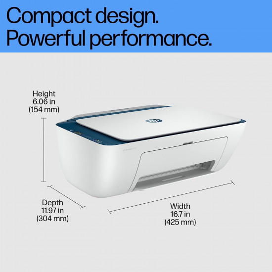 HP Deskjet 2723 Printer, Copy, Scan, Dual Band WiFi, Bluetooth, USB, Simple Setup Smart App, Ideal for Home.