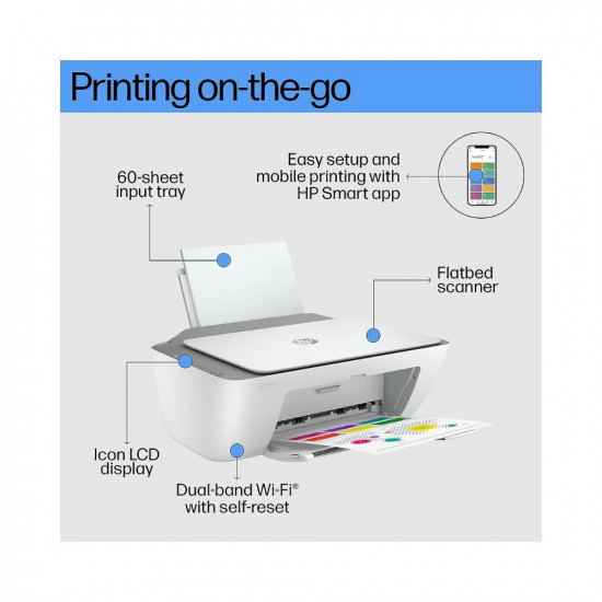 HP Ink Advantage 2776 Printer, Copy, Scan, Dual Band WiFi, Bluetooth, USB, Simple Setup Smart App, Ideal for Home
