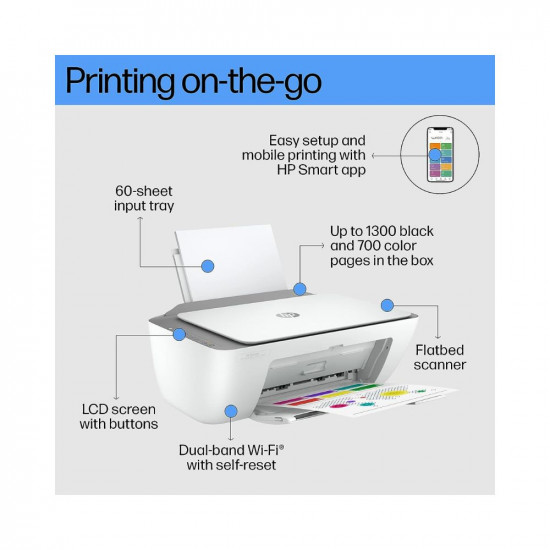 HP Ink Advantage Ultra 4826 Print, Copy, Scan, Print per Page (44p for B/W and 81p for Colour), Self Reset Dual Band WiFi, 2 Sets of Inbox Cartridges, Smart App Setup, Ideal for Home