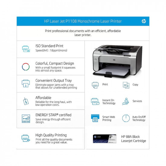 HP Laserjet P1108 Single Function Monochrome Laser Printer