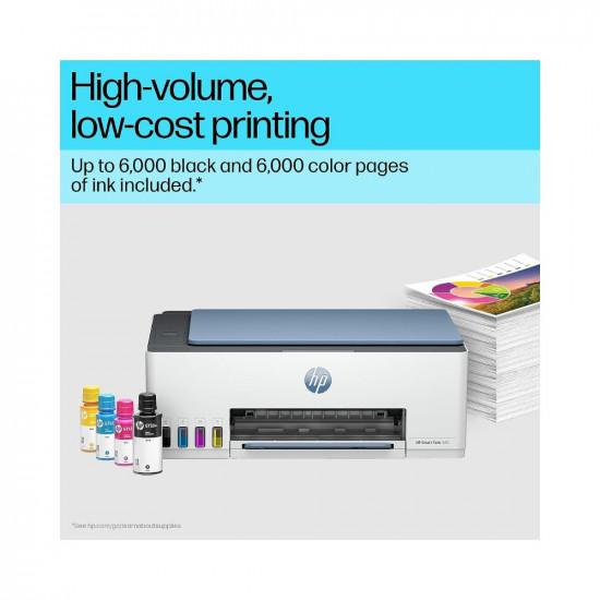HP Smart Tank 525 All-in-one Colour Printer (Upto 6000 Black and 6000 Colour Pages Included in The Box). - Print, Scan & Copy for Office/Home