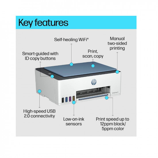 HP Smart Tank 585 All in one WiFi Colour Printer Upto 6000 Black and 6000 Colour Pages Included in The Box Print