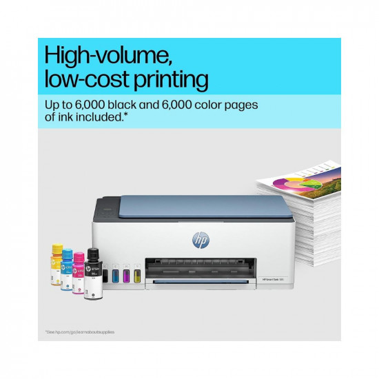 HP Smart Tank 585 All in one WiFi Colour Printer Upto 6000 Black and 6000 Colour Pages Included in The Box Print