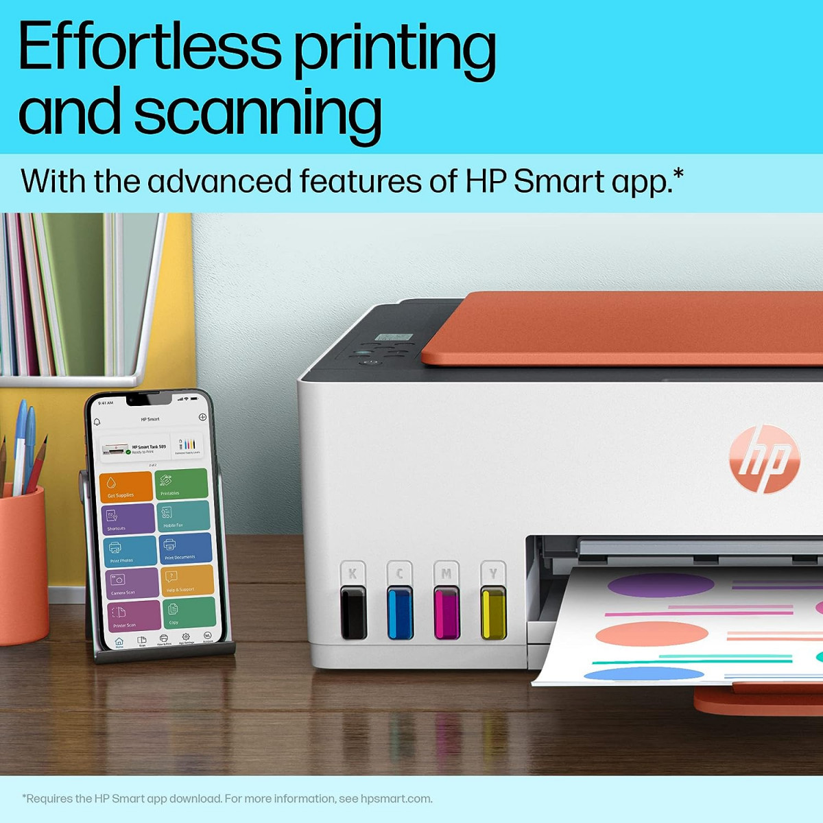 HP Smart Tank 589 AIO WiFi Colour Printer (Upto 6000 Black & 6000 Colour Pages Included in The Box). - Print, Scan & Copy for Office/Home