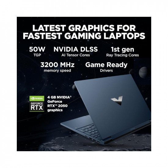HP Victus Gaming Laptop, 12th Gen Intel Core i5-12450H, 4GB RTX 2050 GPU, 15.6-inch (39.6 cm), 50W TGP, FHD, IPS, 144Hz, 16GB DDR4, 1TB SSD, Backlit KB, B&O (MSO, Blue, 2.37 kg), fa1145TX