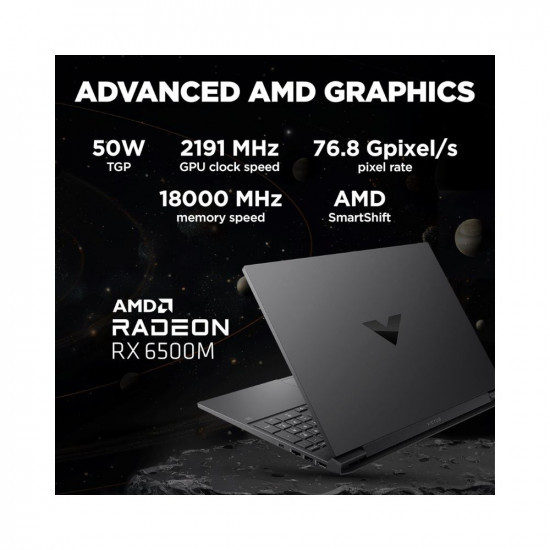HP Victus Gaming Laptop, AMD Ryzen 5 5600H, 4GB AMD Radeon RX 6500M graphics, 15.6-inch (39.6 cm), FHD, IPS, 144Hz, 8GB DDR4, 512GB SSD, Backlit KB, B&O, Dual speakers (MSO, Silver, 2.37 kg), fb0777AX