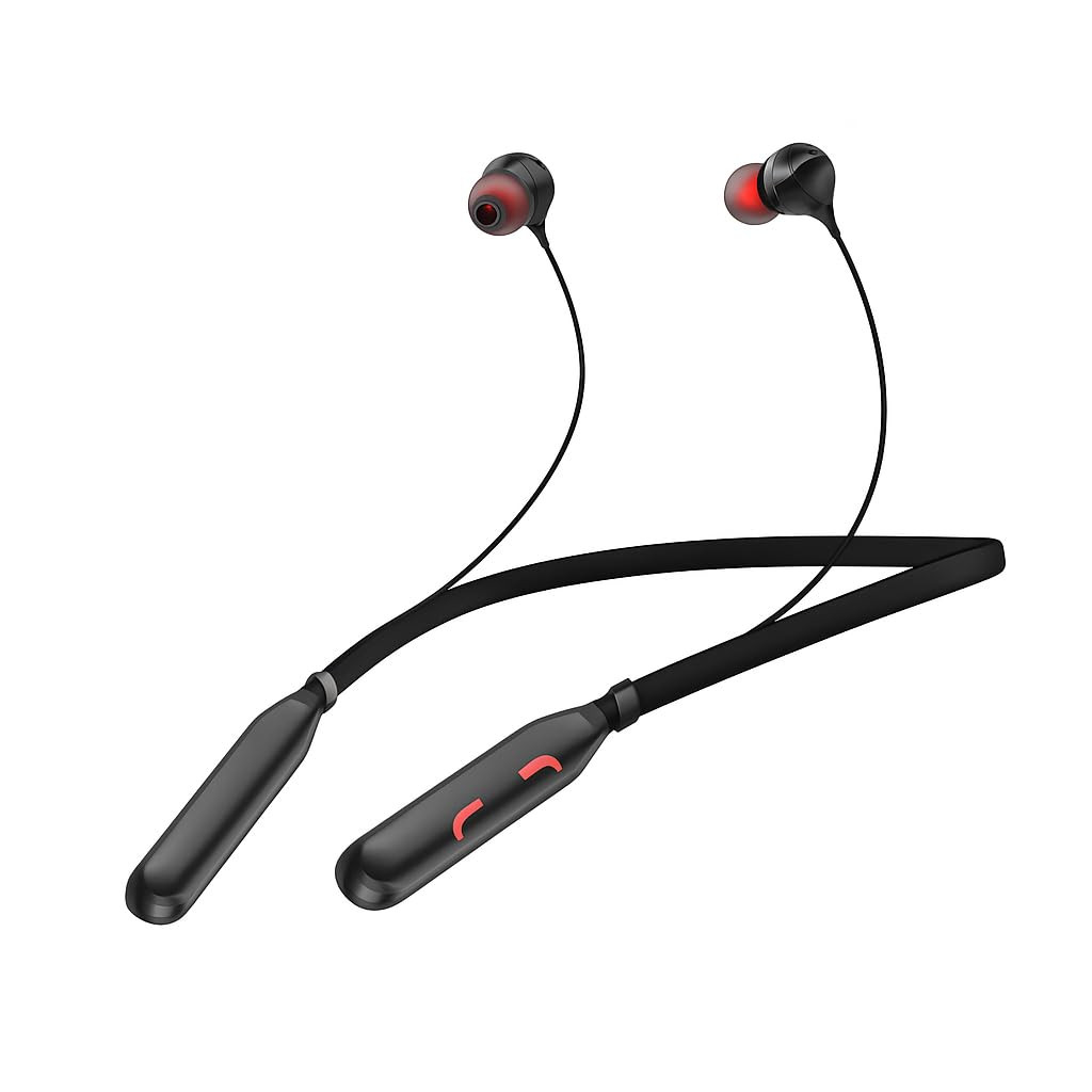 HUG PUPPY Wireless Headphones  Neckband Style  V50 Bluetooth  Long Battery Life  Mic with Noise Control  Black