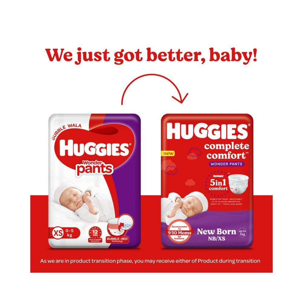 Huggies Complete Comfort Wonder Pants, Extra Small (XS) Size Baby Diaper Pants, (24 count) with 5 in 1 Comfort