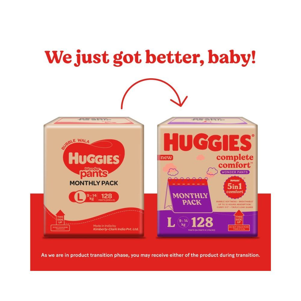 Huggies Wonder Pants Large Size Diapers Monthly Pack 128 Count in Hyderabad  at best price by Just For You  Justdial