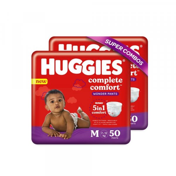 Huggies Complete Comfort Wonder Pants, Medium (M) Size Baby Diaper Pants