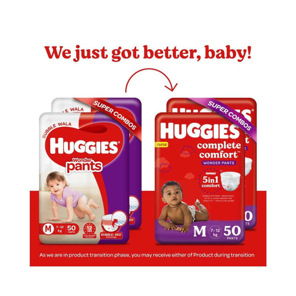 Huggies Complete Comfort Wonder Pants, Medium (M) Size Baby Diaper Pants