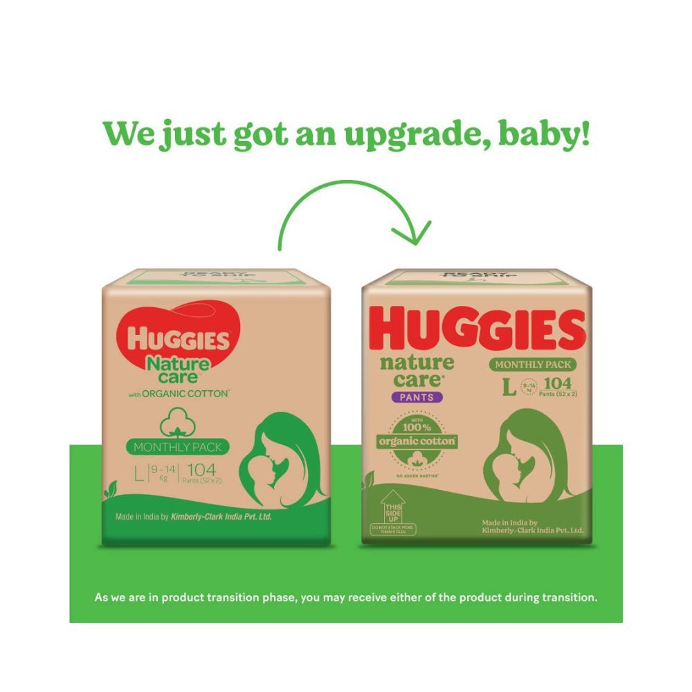 Huggies Nature Care Pants for Babies, Large (L) Size Baby Diaper Pants